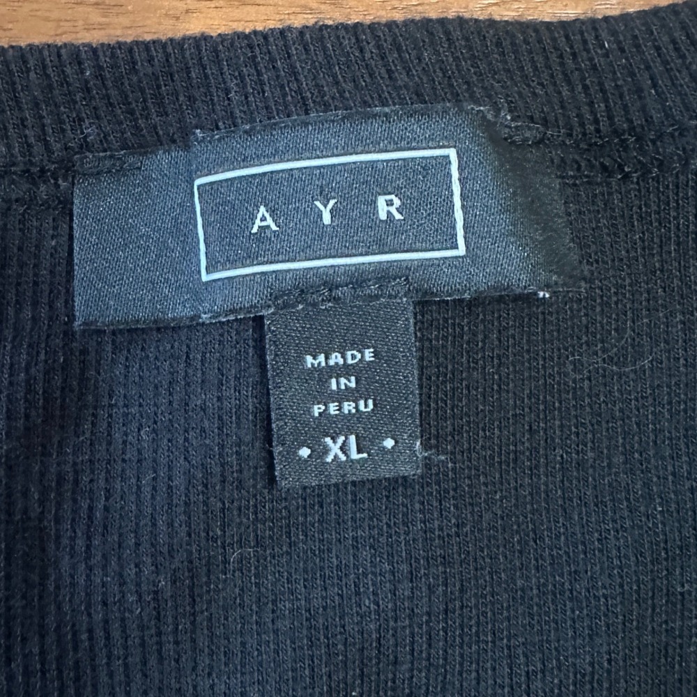 AYR The Exec Ribbed Tee Pima Cotton Blend Womens XL Black Quiet Luxury Classic - Picture 7 of 11